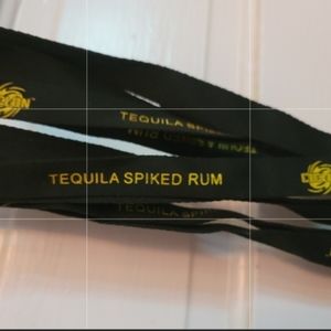 SET OF 5  " TEQUILA SPIKED RUM" BLACK & GOLD LANYARDS